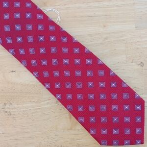 BOCARA Classic Red Geometric Pattern Tie